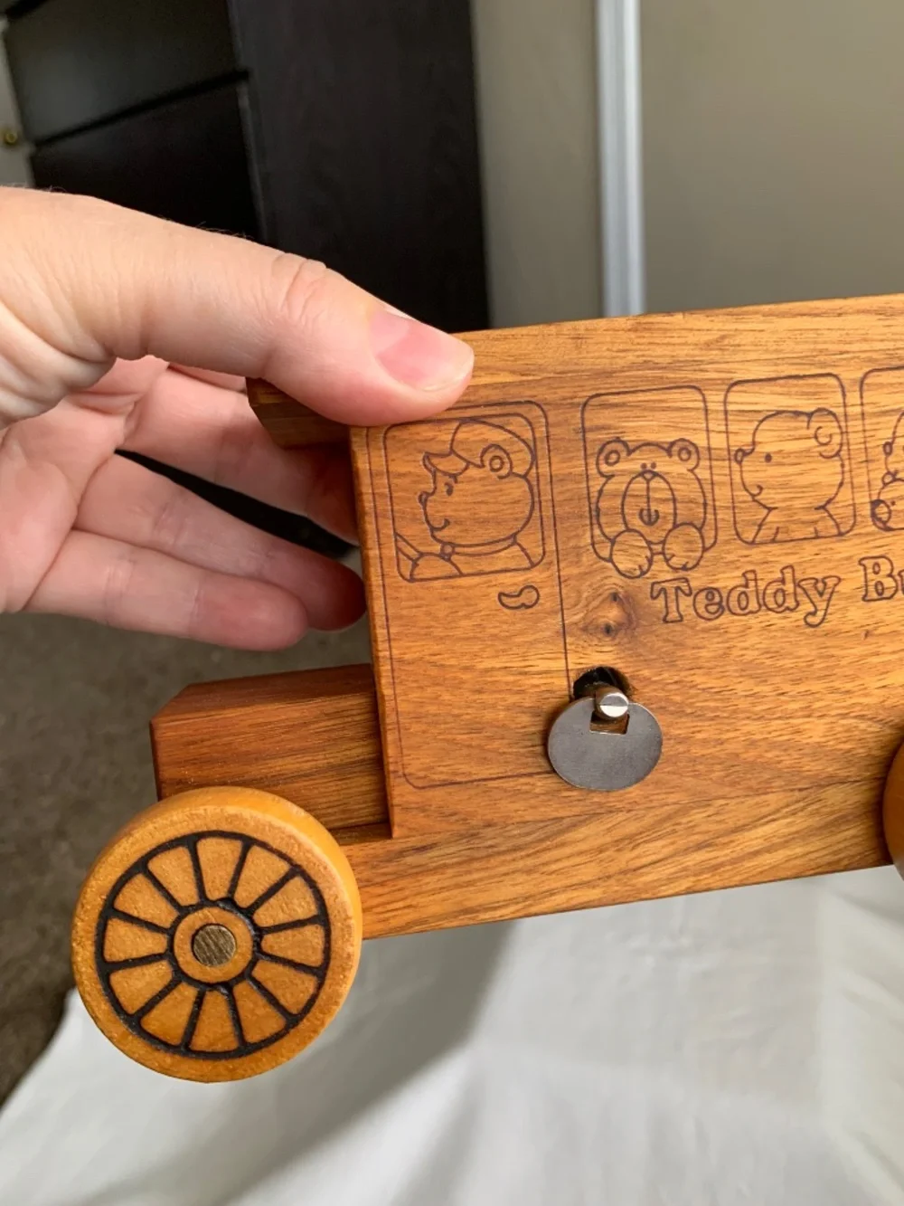 Teddy Bus Co. Wooden Delivery Truck Coin Bank Music Toy Vintage Toystalgia 1988